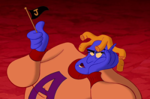 Genie cheering for Jafar in Aladdin