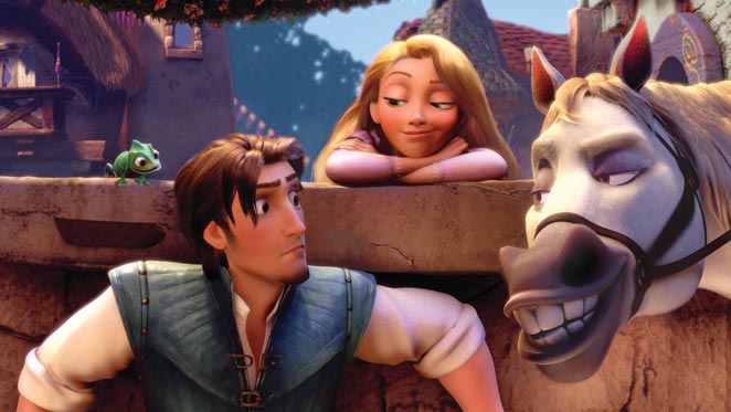Disney's Tangled - Horse and Rapunzel smirking at the prince